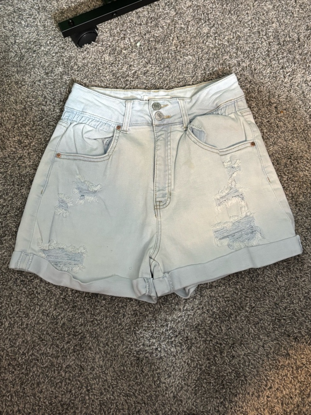 Vanilla Star Light Wash High-Rise Distressed Jean Shorts